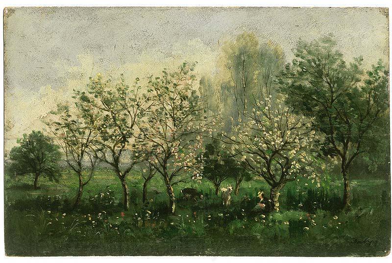 Charles-Francois Daubigny Apple Trees in Blossom Norge oil painting art